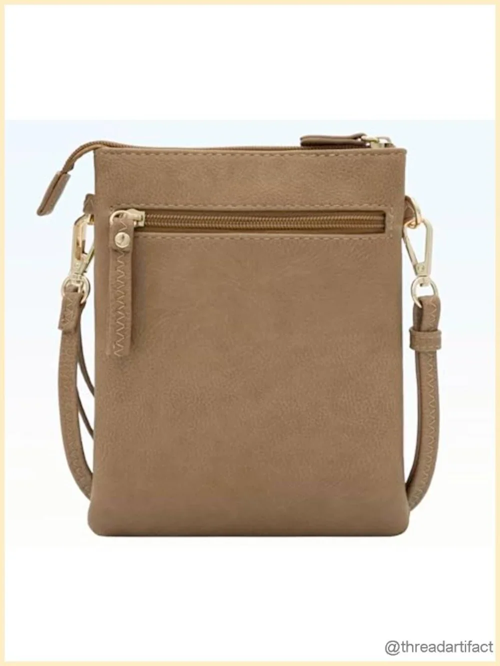 Small Crossbody Bag with Multiple Zipper Pockets and Detachable Wristlet